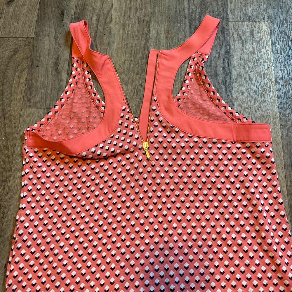 Banana Republic Factory Salmon Pink Squares Racerback Tank Blouse Small - Picture 4 of 7